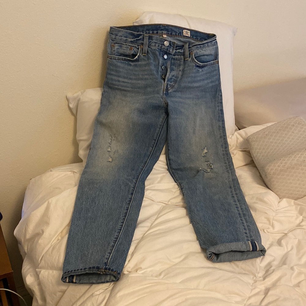 Levi's High Rise Icon Jeans White Oak Cone Denim Selvedge Size 27 100% Cotton